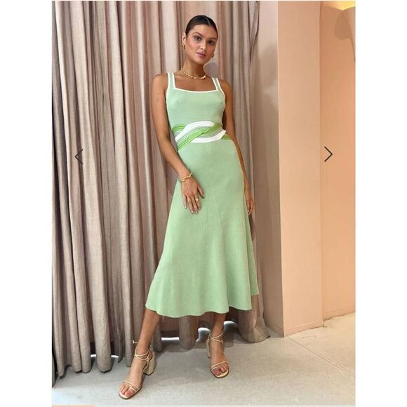 Sovere Drift Knit Mini Dress Melon Green Size L - Picture 1 of 15